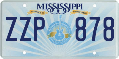 MS license plate ZZP878
