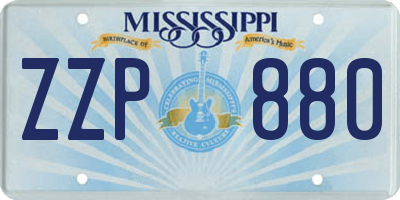 MS license plate ZZP880