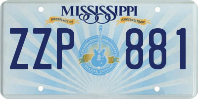 MS license plate ZZP881
