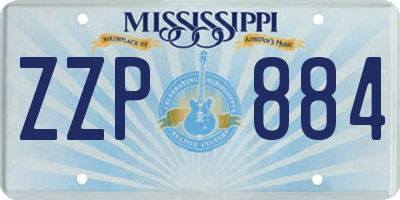 MS license plate ZZP884
