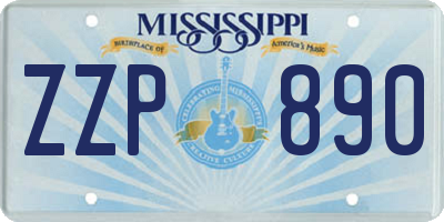 MS license plate ZZP890