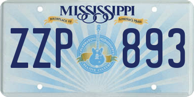 MS license plate ZZP893