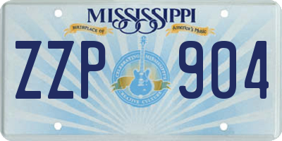 MS license plate ZZP904