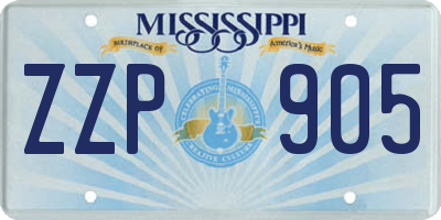 MS license plate ZZP905