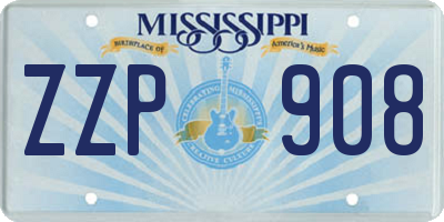 MS license plate ZZP908