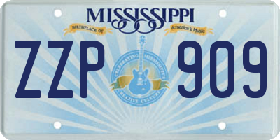 MS license plate ZZP909