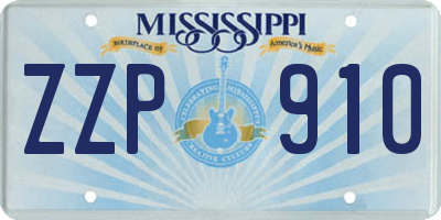 MS license plate ZZP910