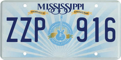 MS license plate ZZP916