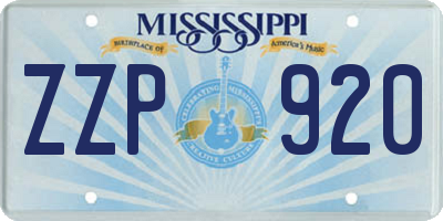 MS license plate ZZP920