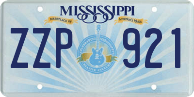 MS license plate ZZP921