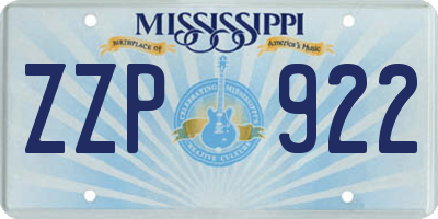 MS license plate ZZP922