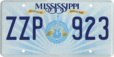 MS license plate ZZP923