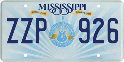 MS license plate ZZP926