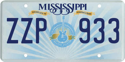 MS license plate ZZP933