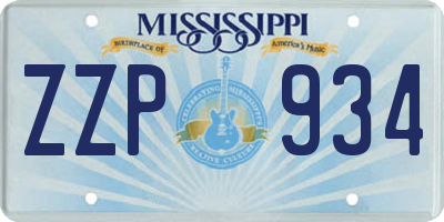 MS license plate ZZP934