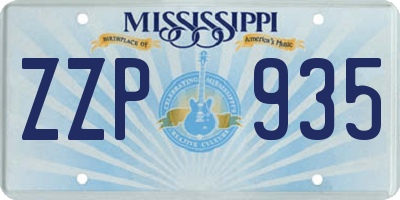 MS license plate ZZP935