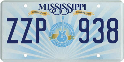 MS license plate ZZP938