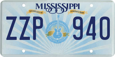 MS license plate ZZP940