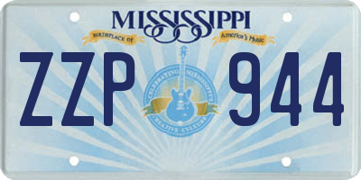 MS license plate ZZP944