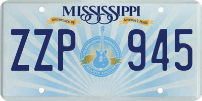 MS license plate ZZP945