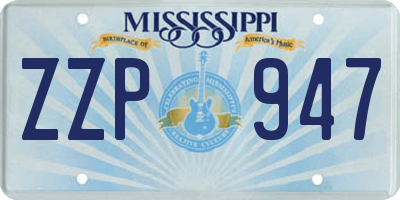 MS license plate ZZP947