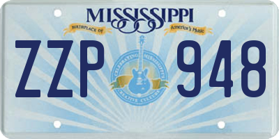 MS license plate ZZP948