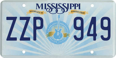 MS license plate ZZP949