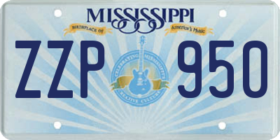 MS license plate ZZP950