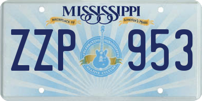 MS license plate ZZP953