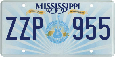 MS license plate ZZP955