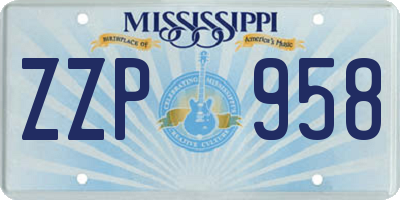 MS license plate ZZP958