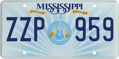 MS license plate ZZP959