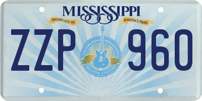 MS license plate ZZP960