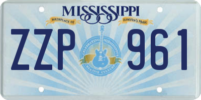 MS license plate ZZP961