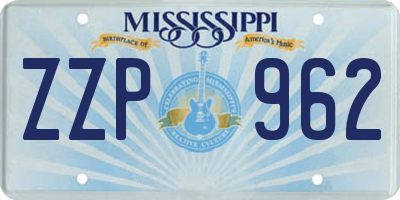 MS license plate ZZP962