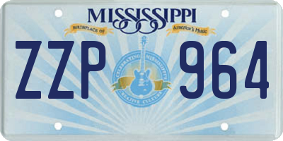 MS license plate ZZP964