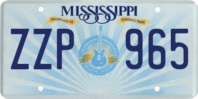 MS license plate ZZP965