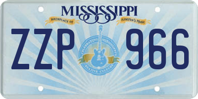 MS license plate ZZP966