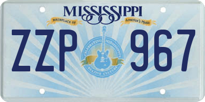 MS license plate ZZP967