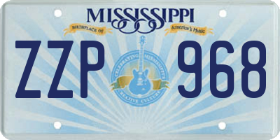 MS license plate ZZP968