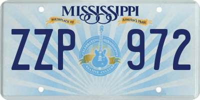 MS license plate ZZP972