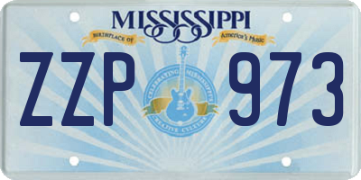 MS license plate ZZP973