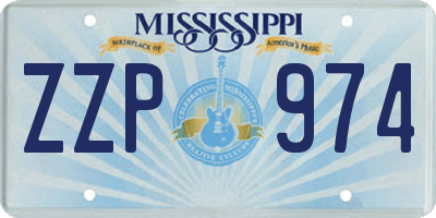 MS license plate ZZP974