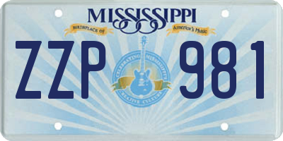 MS license plate ZZP981