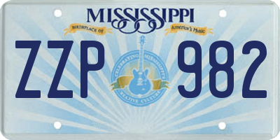 MS license plate ZZP982