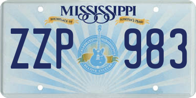 MS license plate ZZP983