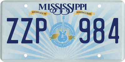 MS license plate ZZP984