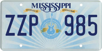 MS license plate ZZP985