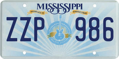 MS license plate ZZP986