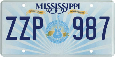 MS license plate ZZP987